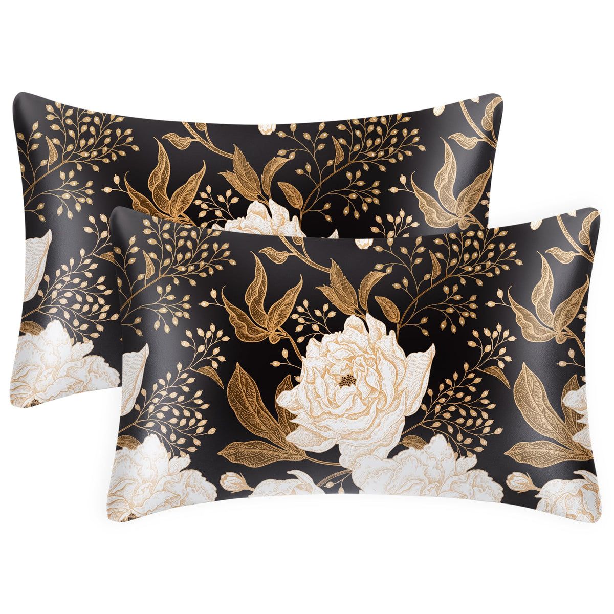 EXQ Home Satin Pillowcase for Hair and Skin Queen - Printed Black Sun