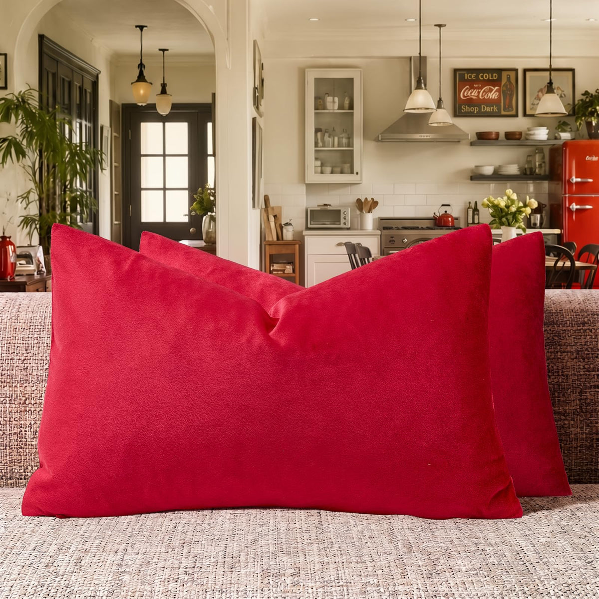 GIGIZAZA Hot Pink Velvet Pillow Covers 18x18 Decorative Pillows Pack of 2