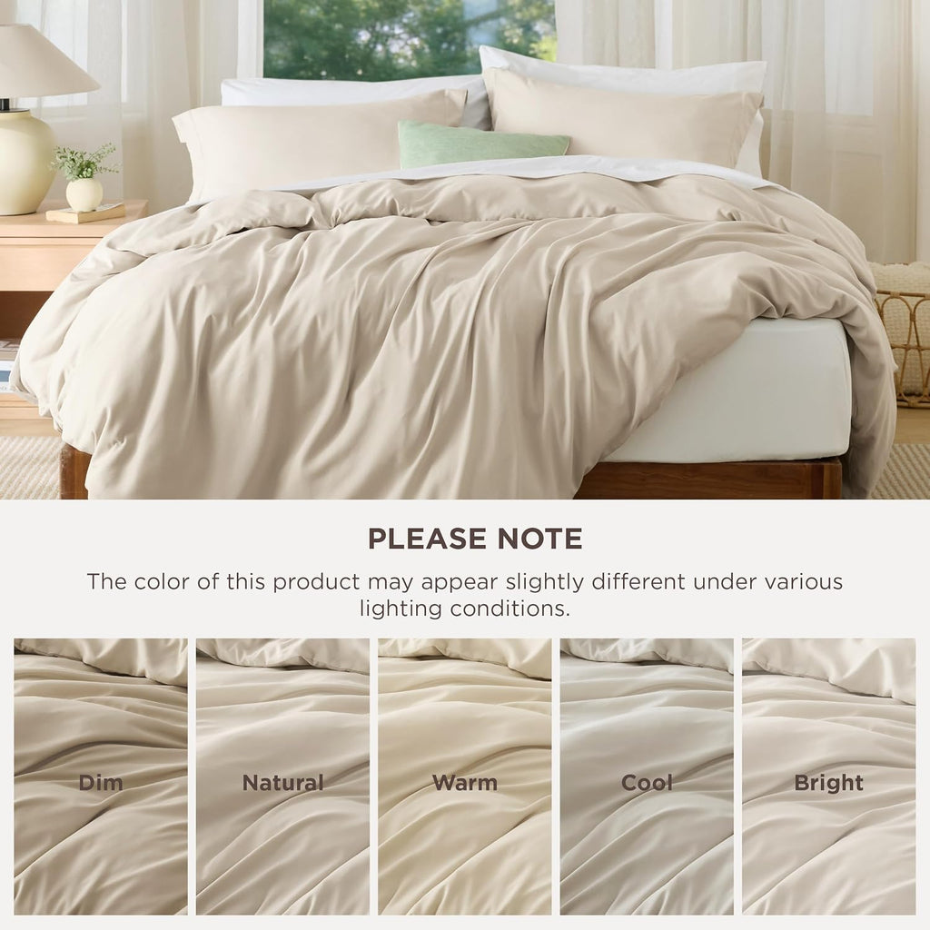 Bedsure Duvet Cover Queen Size, 3Pcs Soft Double Brushed Bedding Set, Linen