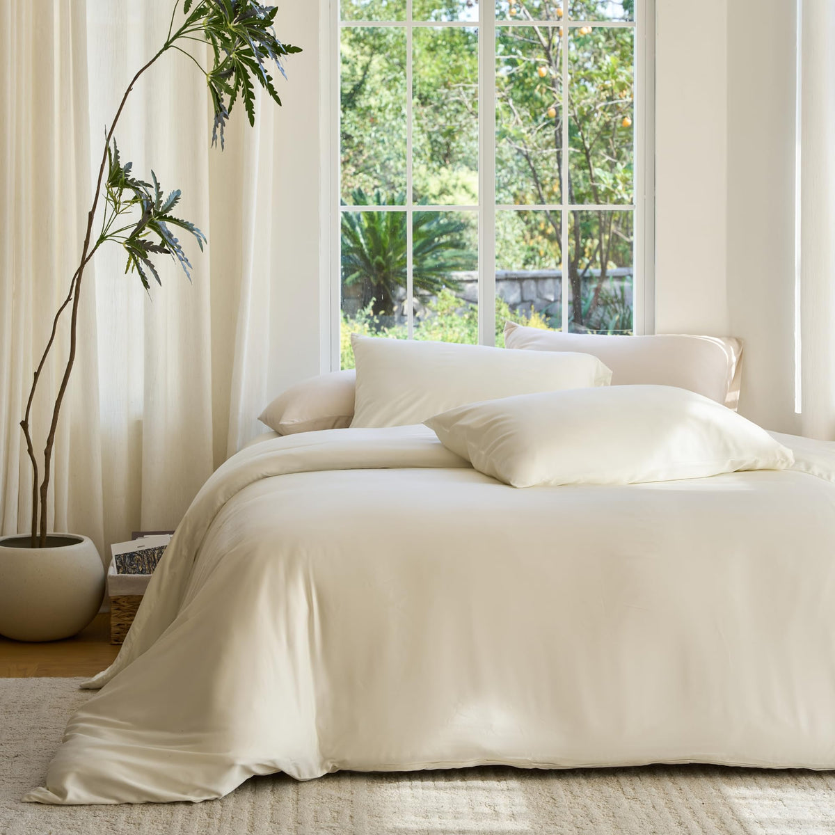 DOZ Duvet Cover Set, 100% Viscose derived from Bamboo, Organically Grown, Buttery Soft, Cooling Duvet Covers, High GSM, 1 Duvet Cover and 2 Pillowcases, 90"x90" (Sage, Full/Queen)