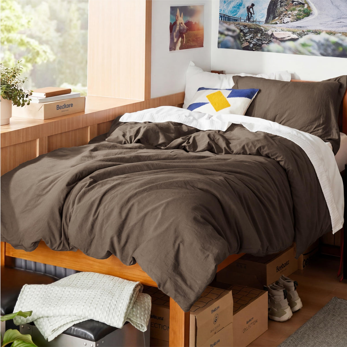 Bedsure Prewashed Duvet Cover Queen, Cotton-Like Soft Bedding Set, Beige