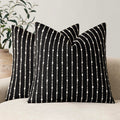Foindtower Decorative Striped Boucle Throw Pillow Covers 18x18 Inch Camel