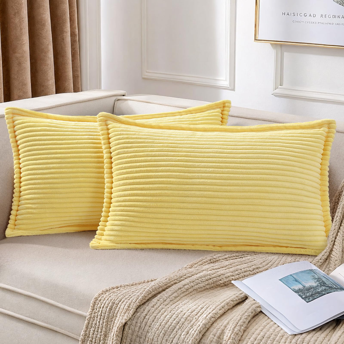 Mecatny Corduroy Fall Throw Pillow Covers 18x18 Set of 2 Olive Green