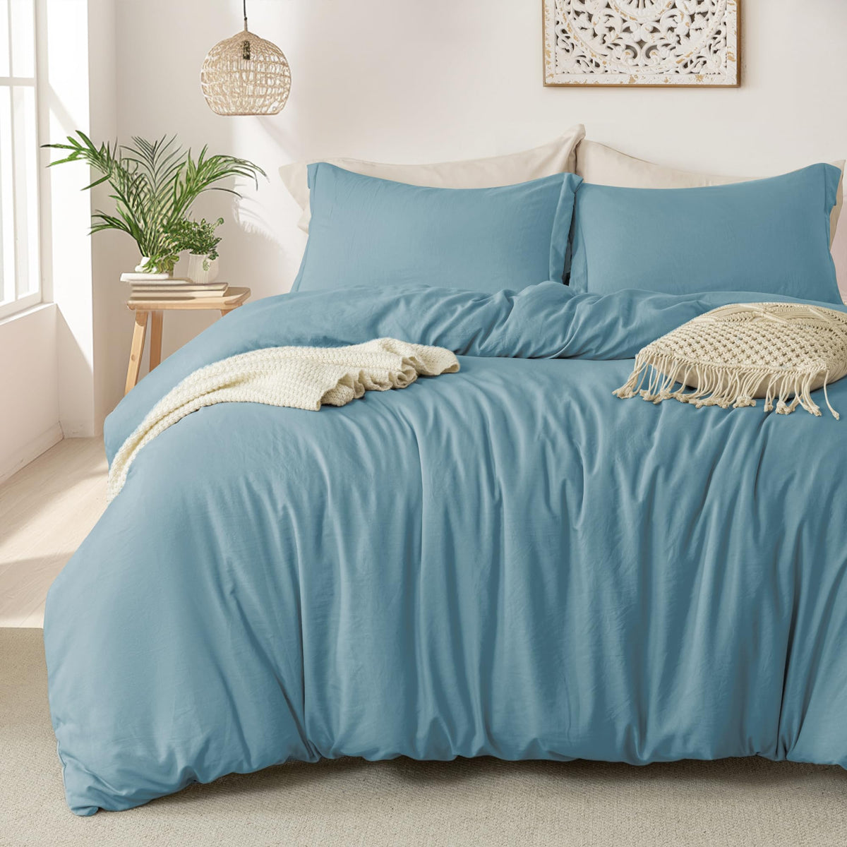 MILDLY Duvet Cover King Ultra Soft Comforter Cover Set 3pcs, Mist Sage