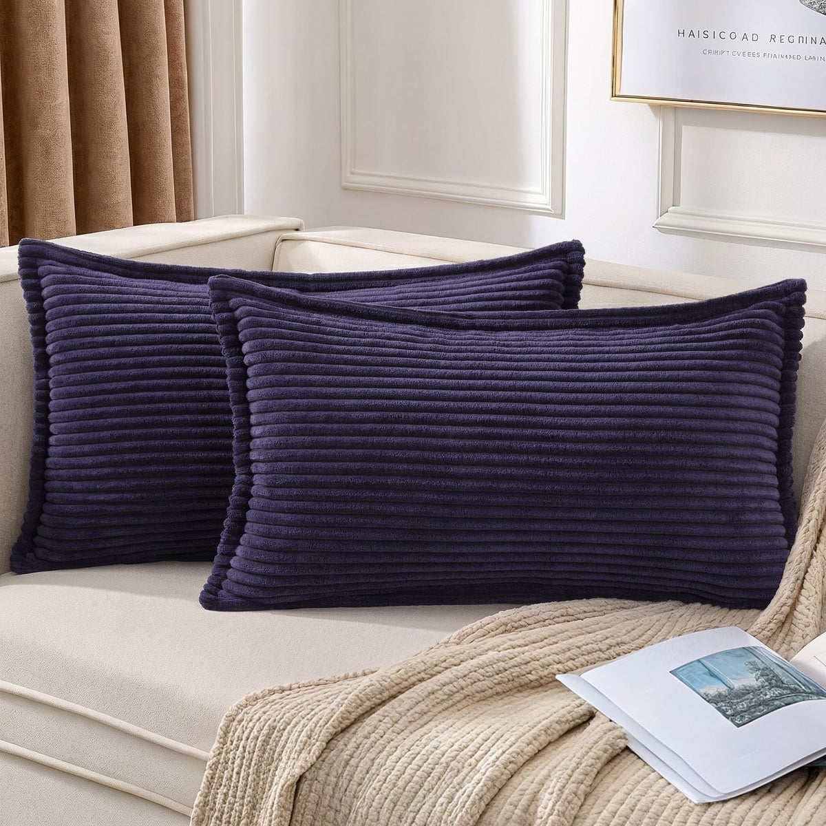 Mecatny Corduroy Fall Throw Pillow Covers 18x18 Set of 2 Olive Green