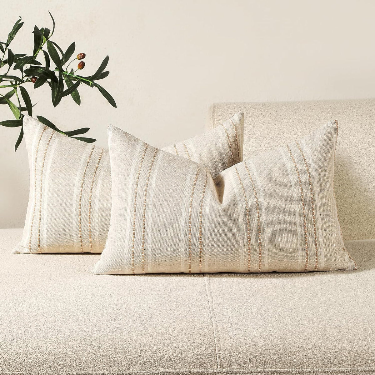 Hckot Navy Blue Throw Pillow Covers 20x20 Set of 2 Striped Pillow Covers