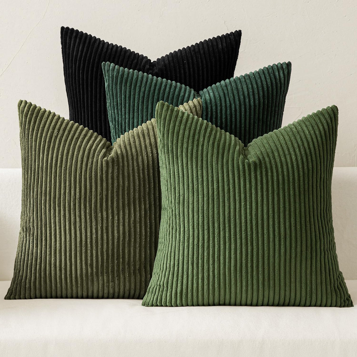 MIULEE Fall Corduroy Decorative Throw Pillow Covers Rust-Olive Green 18x18