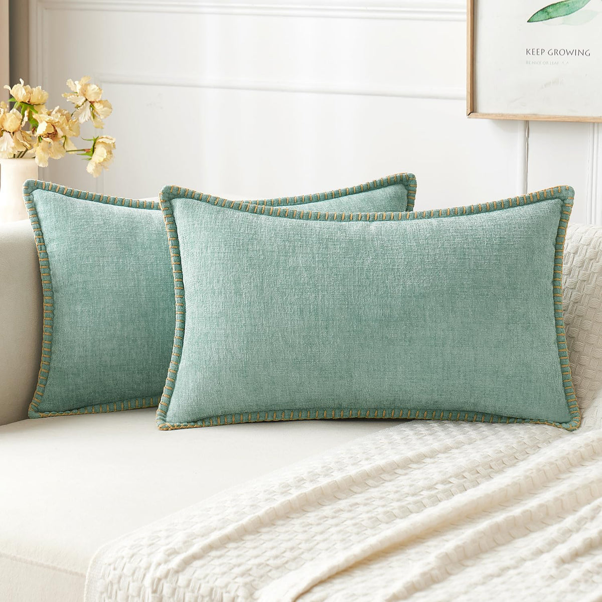 MIULEE Decorative Couch Throw Pillow Covers 18x18 Inch Navy 2 Pack