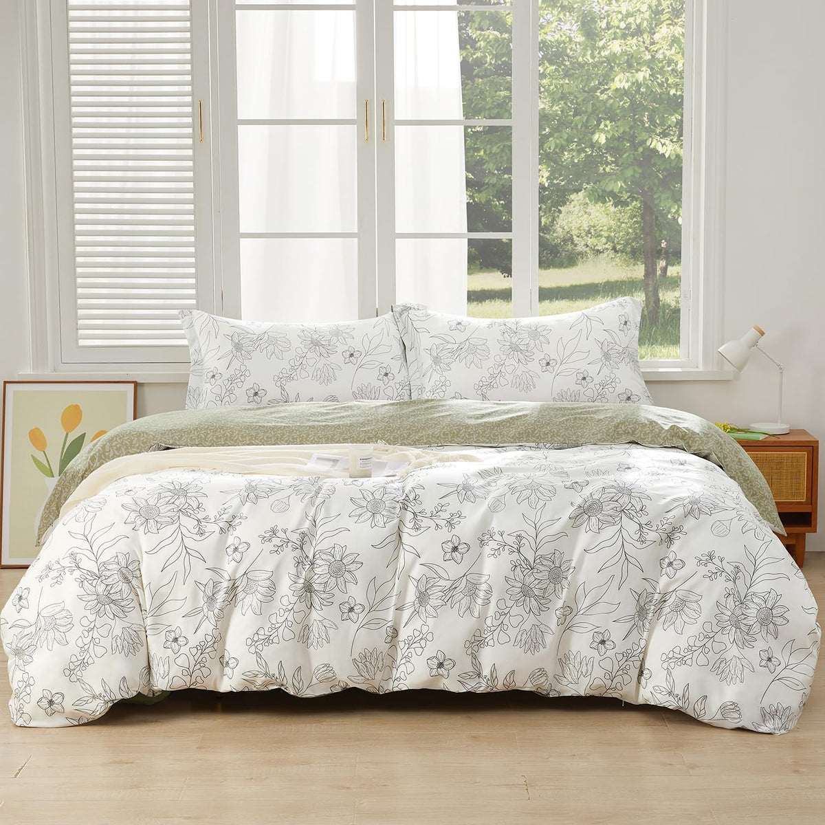 Duvet Cover Set King Size 100% Organic Cotton Pirate Black, SAPHREAS 3 Pcs Soft Bedding Comforter Cover with Zipper Closure & Corner Ties, Comforter Not Included