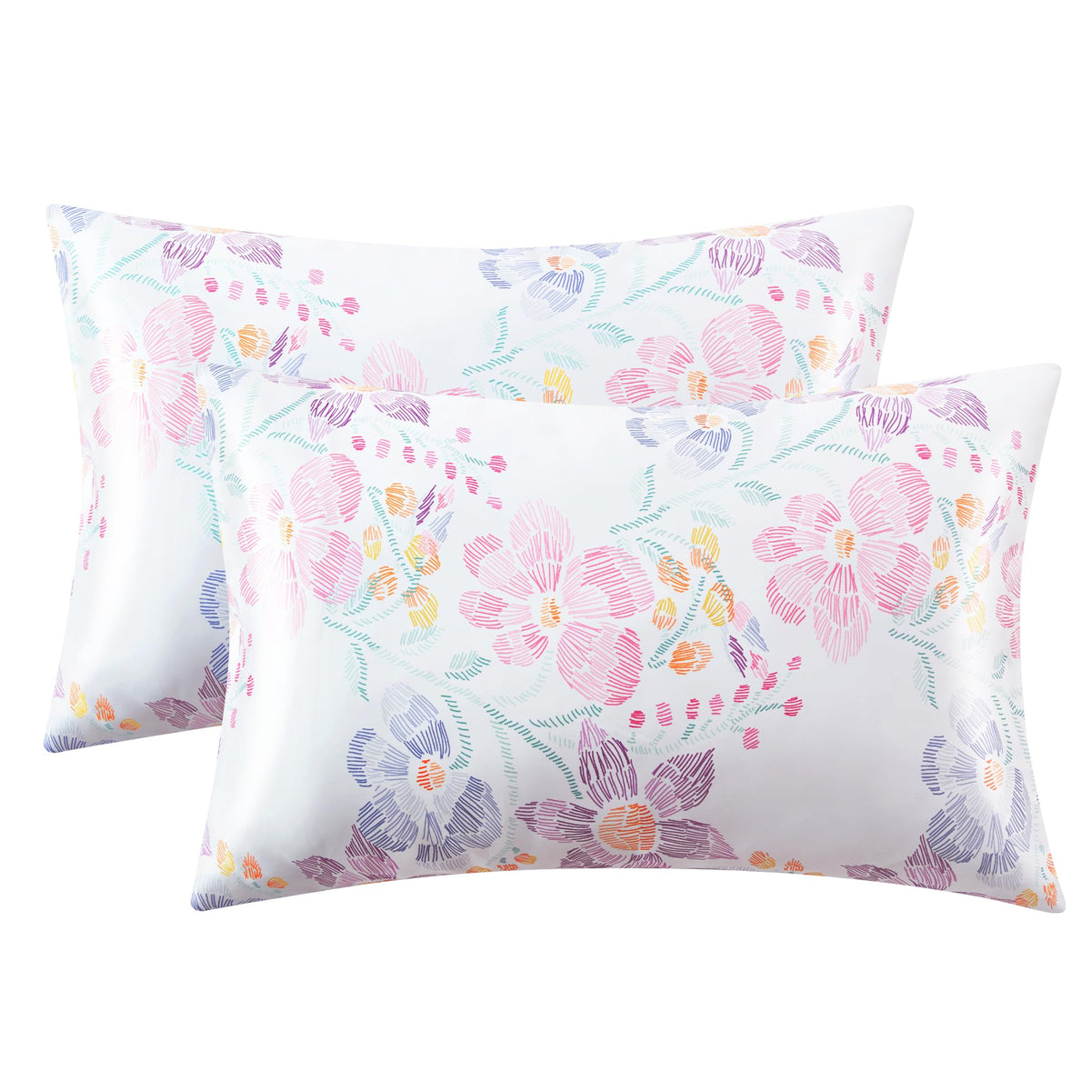 EXQ Home Satin Pillowcase for Hair and Skin Queen - Printed Black Sun