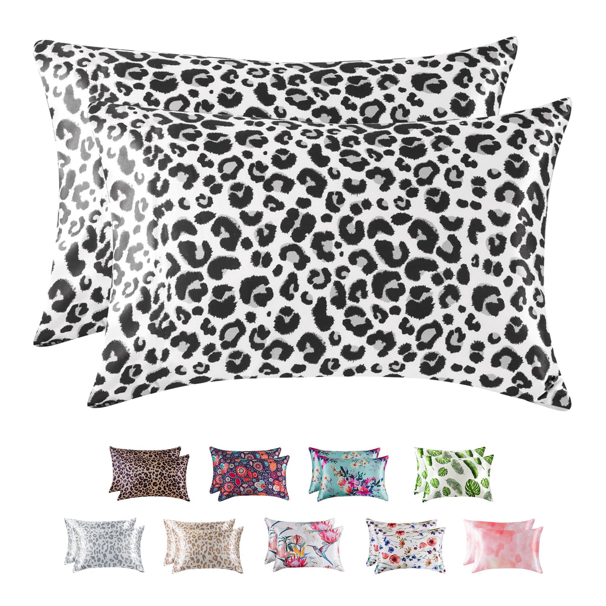 MR&HM Satin Pillowcase 2 Pack, Queen Size 20"x30", Black