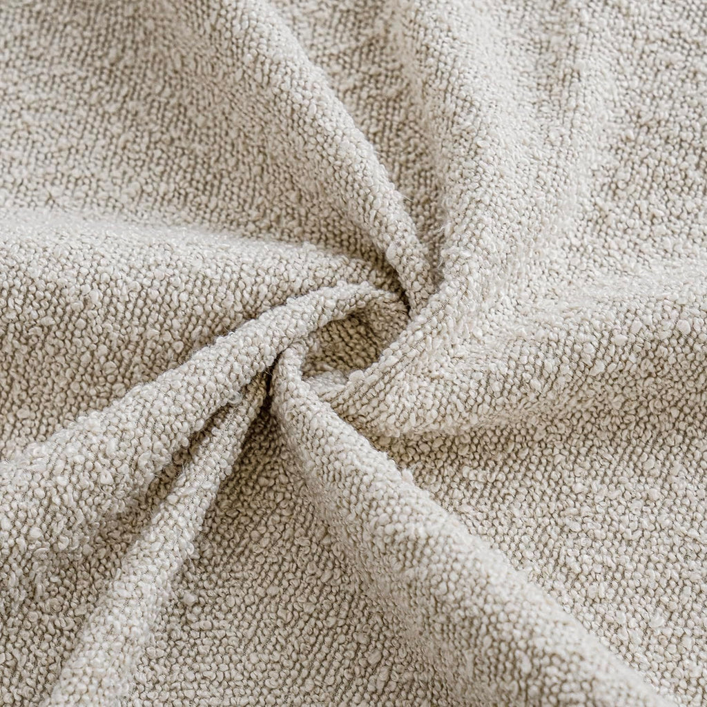 Foindtower Decorative Textured Boucle Throw Pillow Covers 18x18 Inch,Ivory