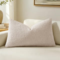 MIULEE Textured Boucle Lumbar Pillow Cover for Bed 12x20 Neutral