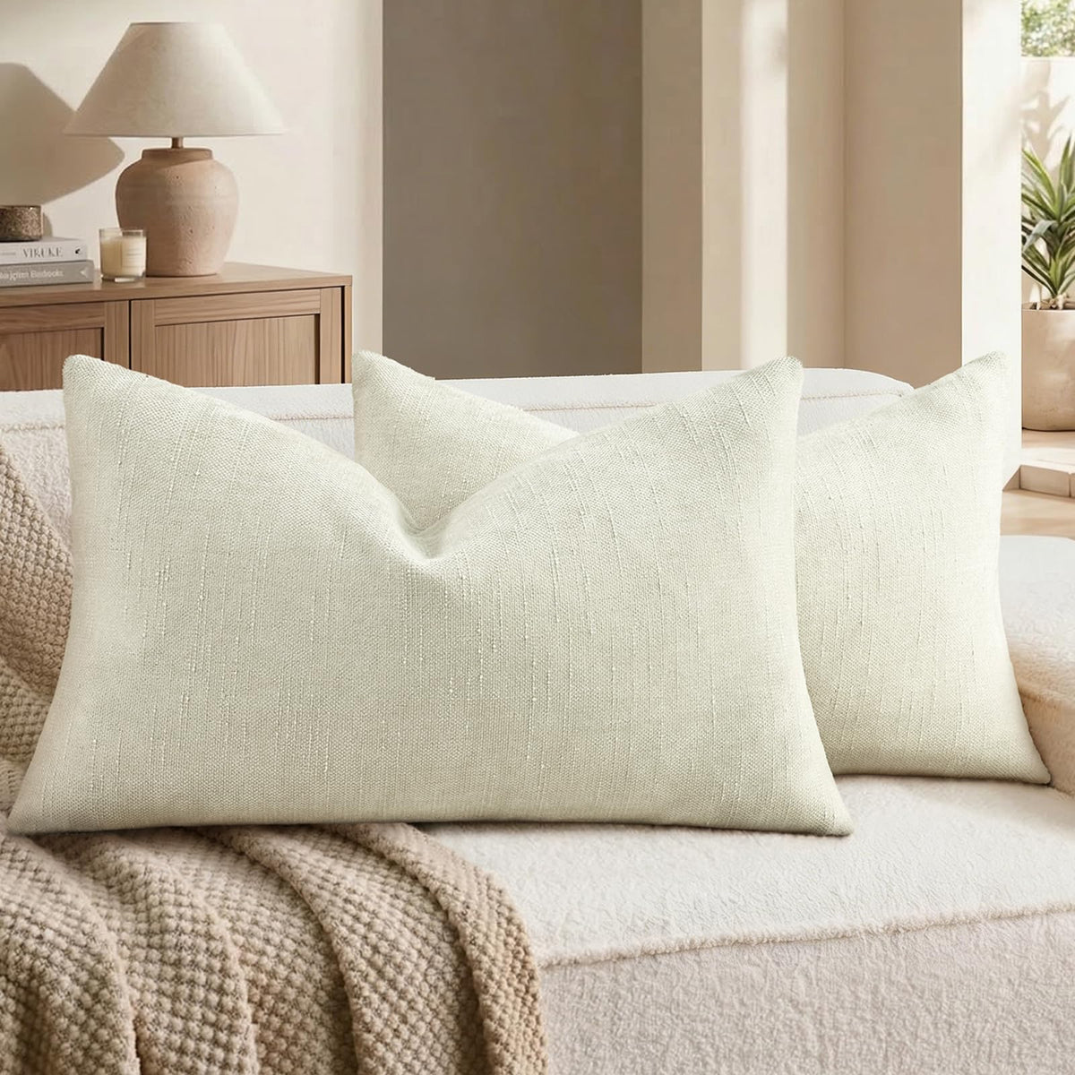 decorUhome Chenille Decorative Throw Pillow Covers 18x18 Set of 2, Brown