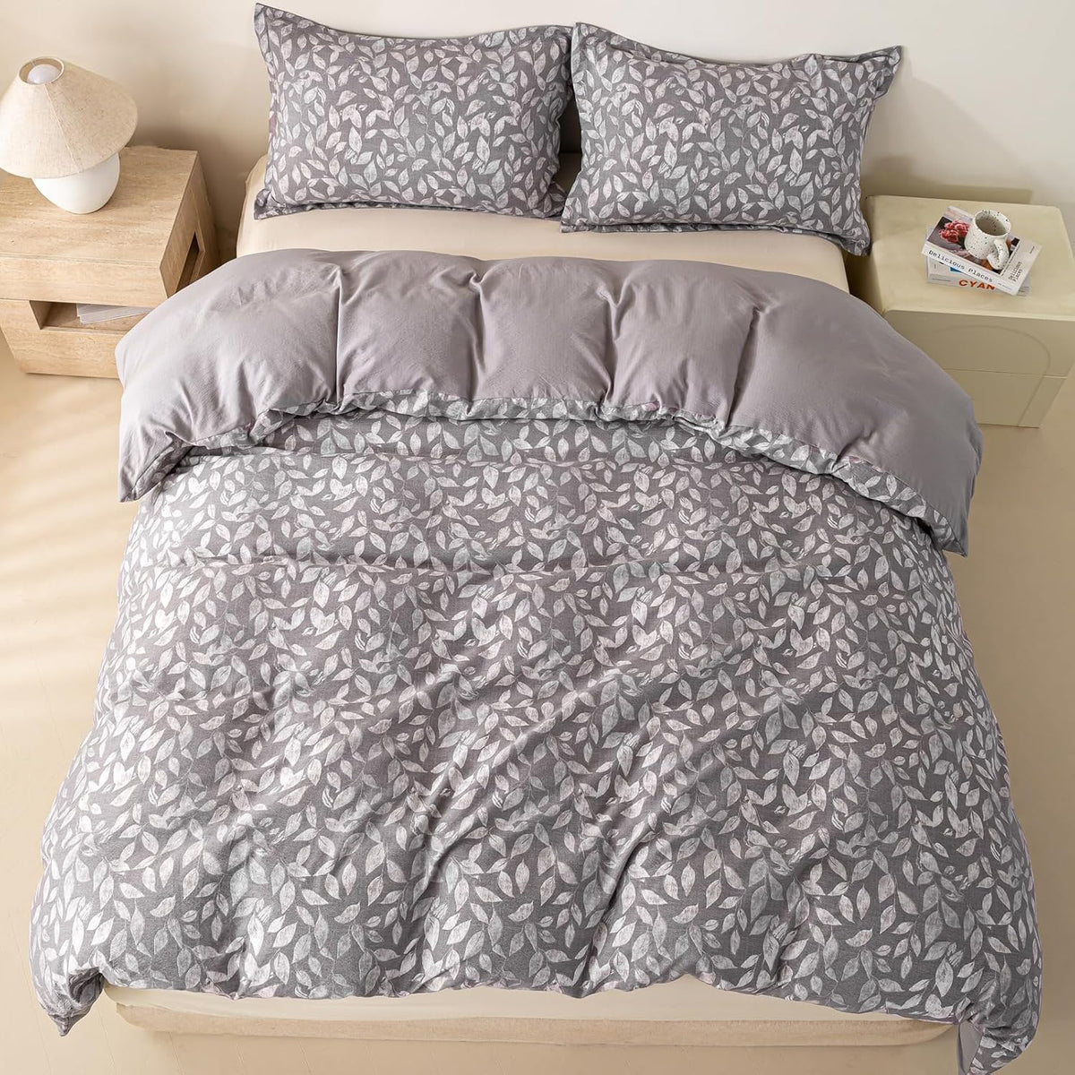 OAITE Duvet Cover Set Prewashed Cotton-Like Polyester King