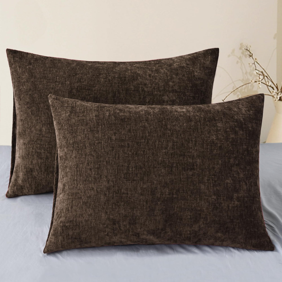 CaliTime Decorative Couch Throw Pillow Covers 18 X 18 Inches Navy Blue