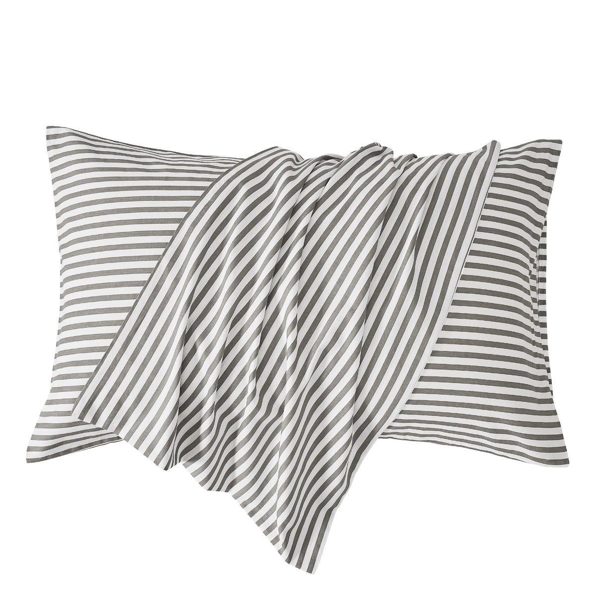 JELLYMONI Cotton Classic Striped Pillowcases Set of 2, Green, Queen