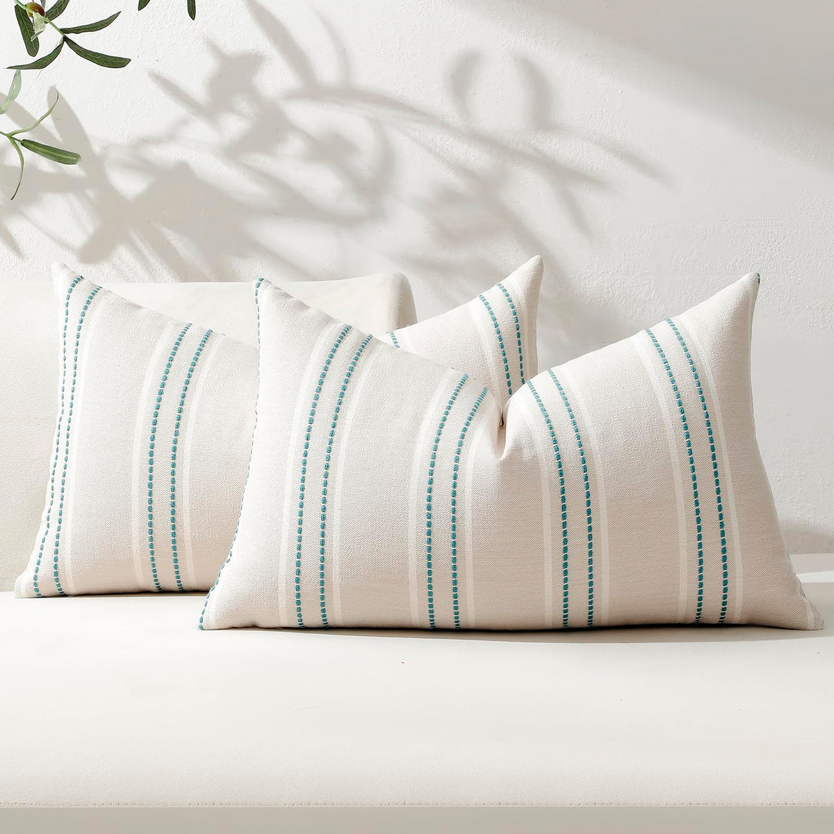 Hckot Navy Blue Throw Pillow Covers 20x20 Set of 2 Striped Pillow Covers