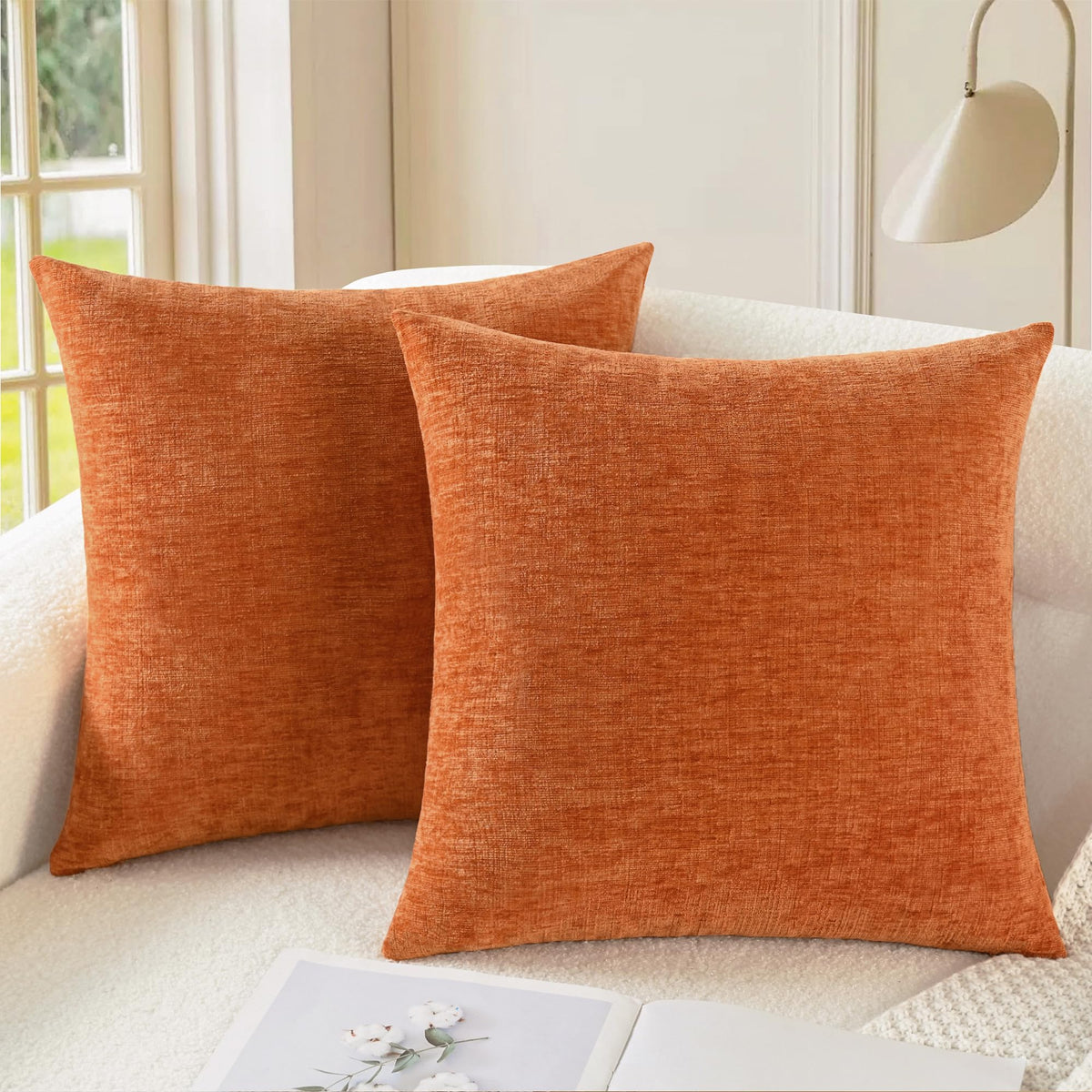 CaliTime Decorative Couch Throw Pillow Covers 18 X 18 Inches Navy Blue