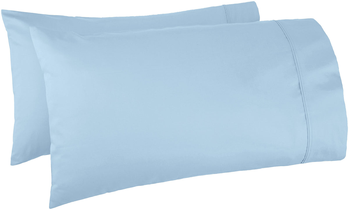 Amazon Basics 400 Thread Count Soft 100% Cotton Pillow Cases, Wrinkle Resistant, Sateen Weave, King Size, 40" x 20", Machine Washable, White, Set of 2, Pillows Not Included