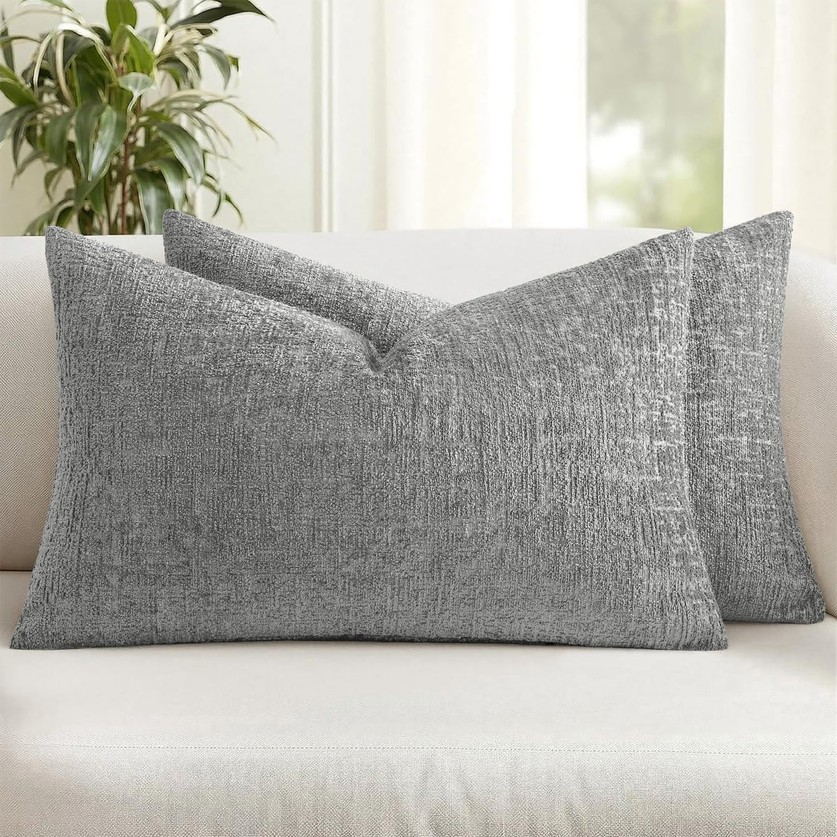 MIULEE Couch Pillow Covers Textured Chenille Home Decor 18x18 Navy Blue
