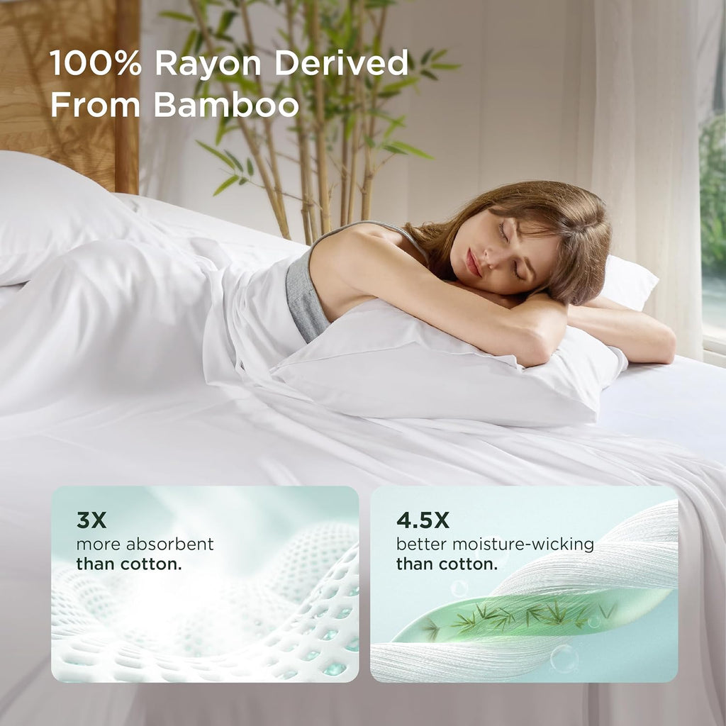 Bedsure Pillow Cases Standard Size Set of 2, 100% Rayon Derived from Bamboo