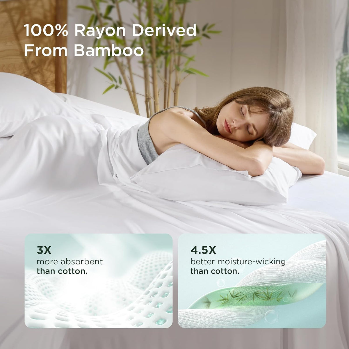 Bedsure Pillow Cases Standard Size Set of 2, 100% Rayon Derived from Bamboo