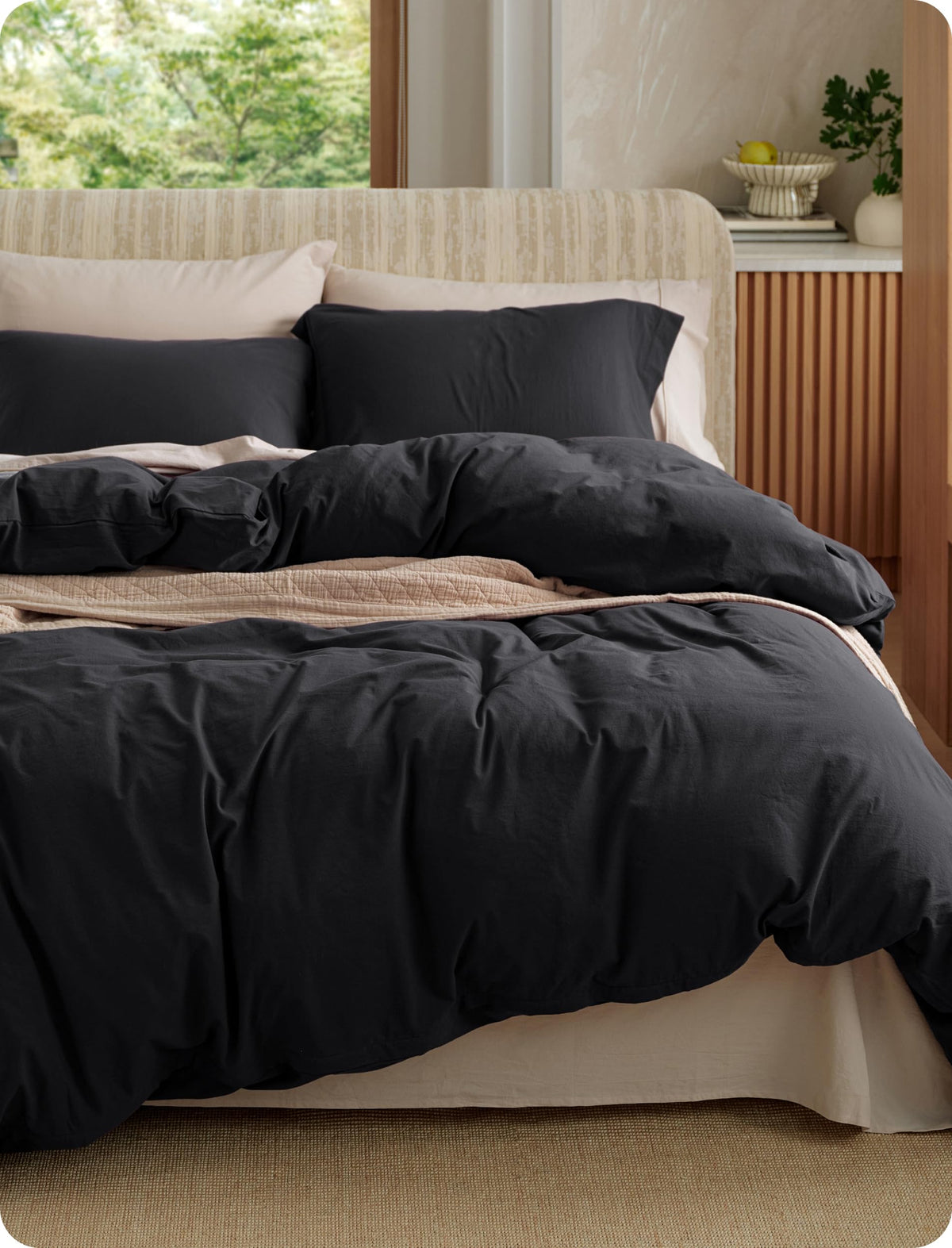 Bedsure PureWoven 100% Washed Cotton Duvet Cover Set, King Size, 3-PC