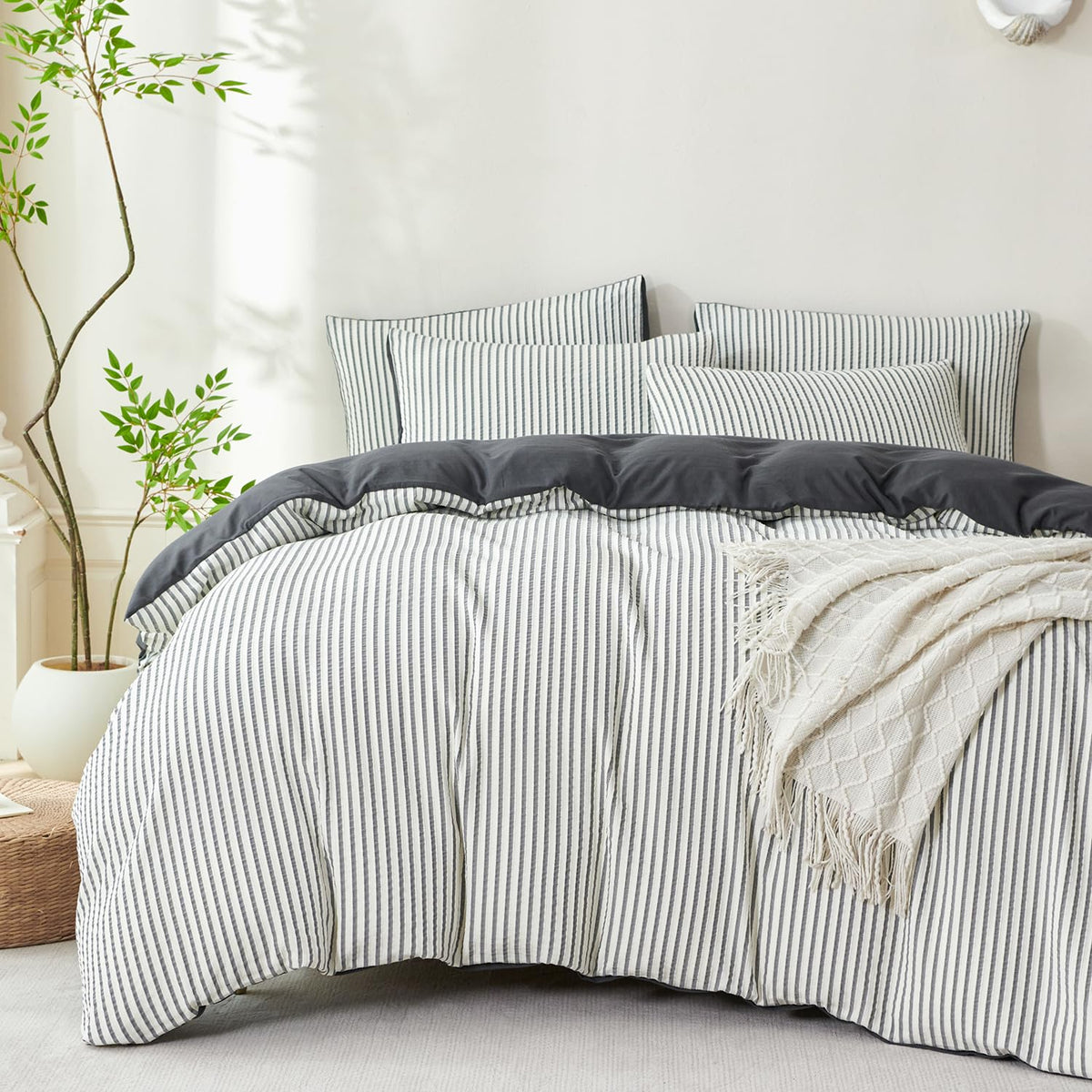 King Size Duvet Cover Set Floral Luxury Soft Brushed Microfiber Crinkle Gauze Fabric 3 Pieces Bedding Set Flower Pattern Duvet Cover King with Zipper Closure Breathable Comfy