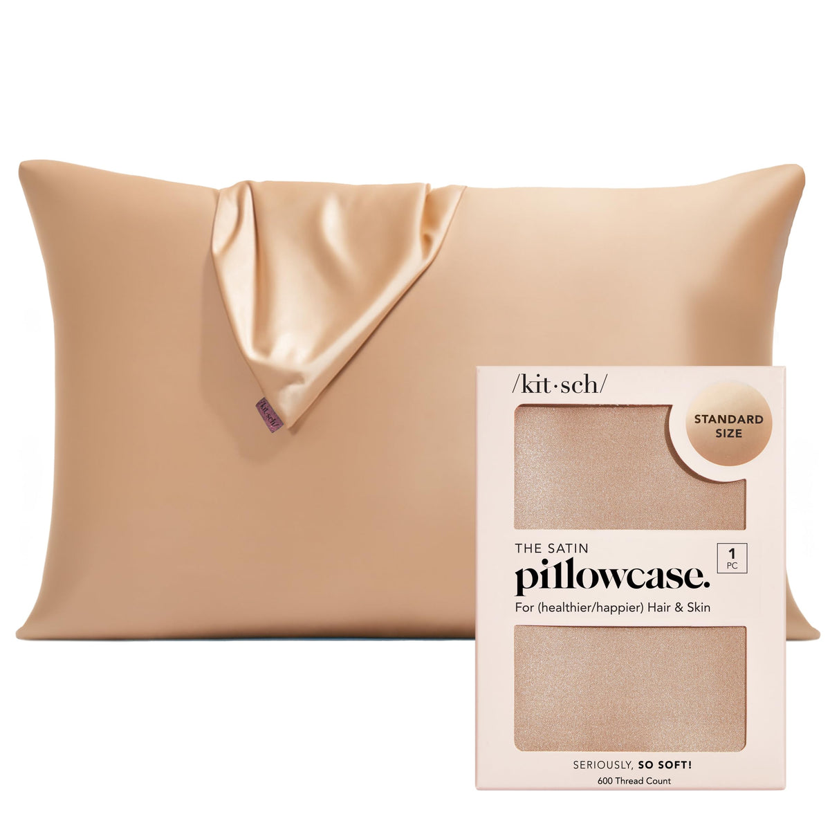 Kitsch Satin Pillowcase with Zipper - Standard Size, Ivory