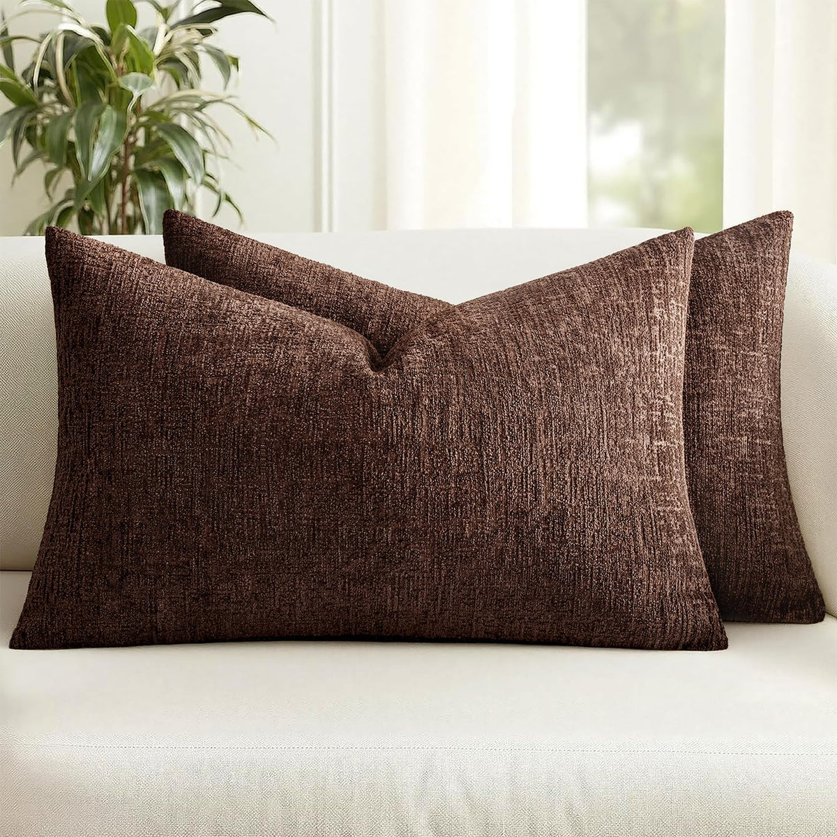 MIULEE Couch Pillow Covers Textured Chenille Home Decor 18x18 Navy Blue