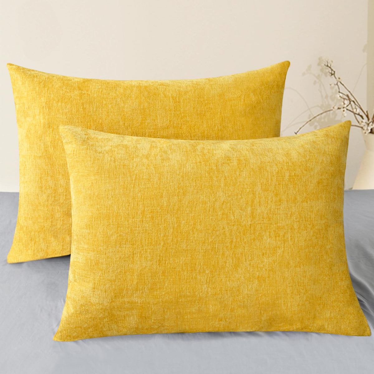 CaliTime Decorative Couch Throw Pillow Covers 18 X 18 Inches Navy Blue