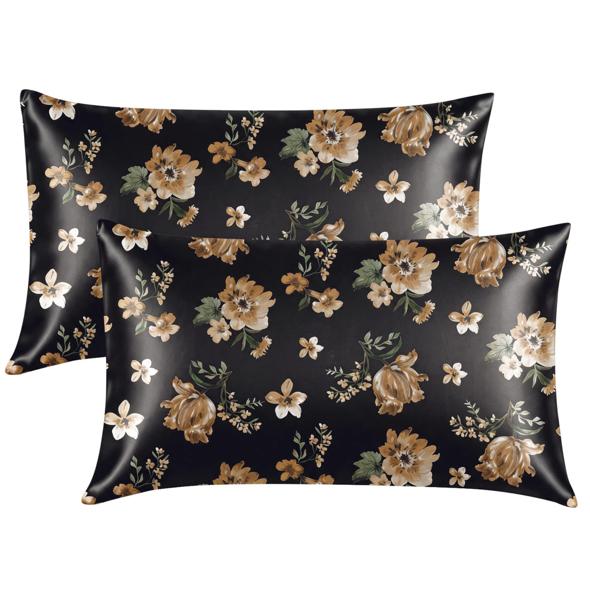 EXQ Home Satin Pillowcase for Hair and Skin Queen - Printed Black Sun