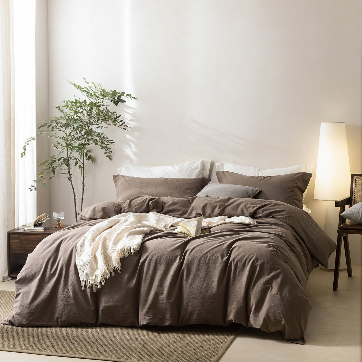 BDEAR 3Pcs Olive Green Duvet Cover Set Queen Size 90" L x 90" W,Oeko TEX