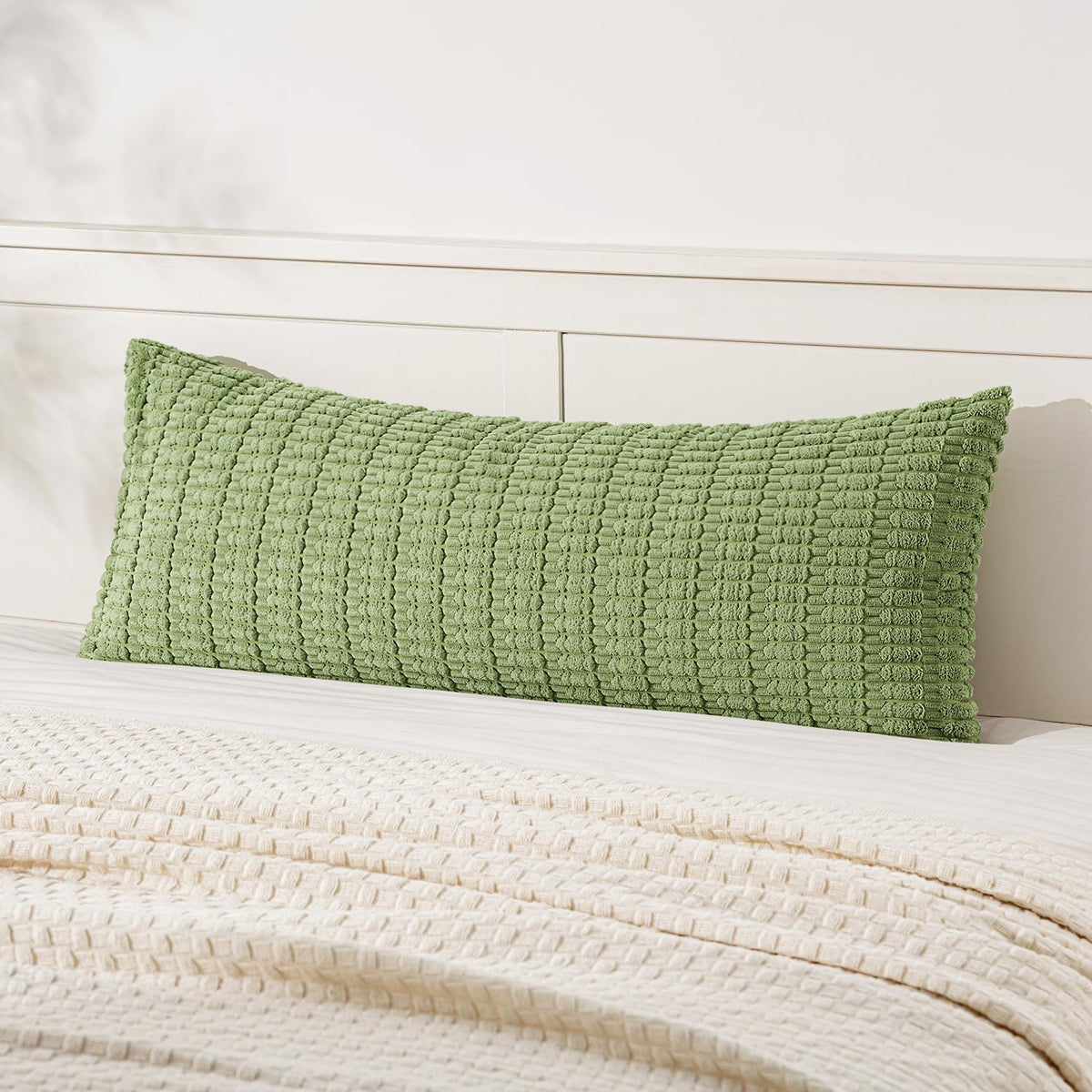 MIULEE Corduroy Decorative Throw Pillow Covers 20x20 Cream White Pack of 2