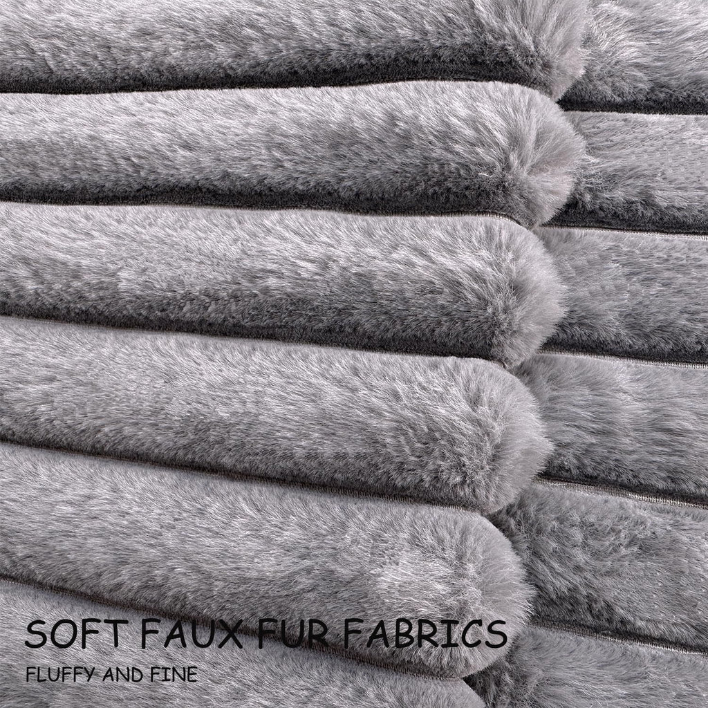 2 Pack 18x18 Pillow Cover Velvet Pillow Covers, Faux Fur Square Throw Pillow Covers for Living Room Decorations Throw Pillow Case, Throw Pillow Cover Cushion Cover for Home Sofa Bedroom Car, Grey
