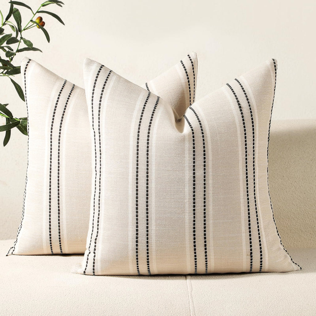 Hckot Navy Blue Throw Pillow Covers 20x20 Set of 2 Striped Pillow Covers