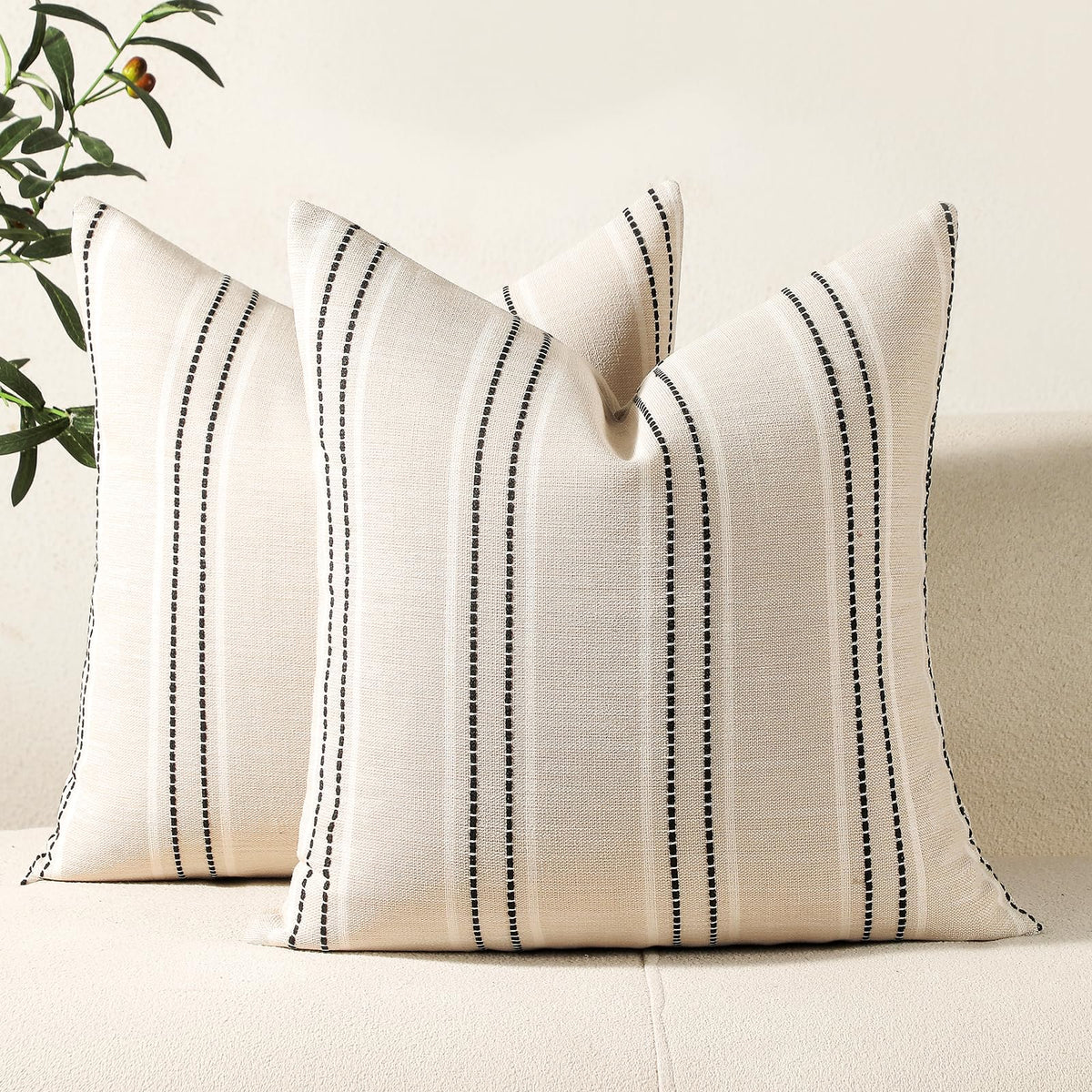 Hckot Navy Blue Throw Pillow Covers 20x20 Set of 2 Striped Pillow Covers