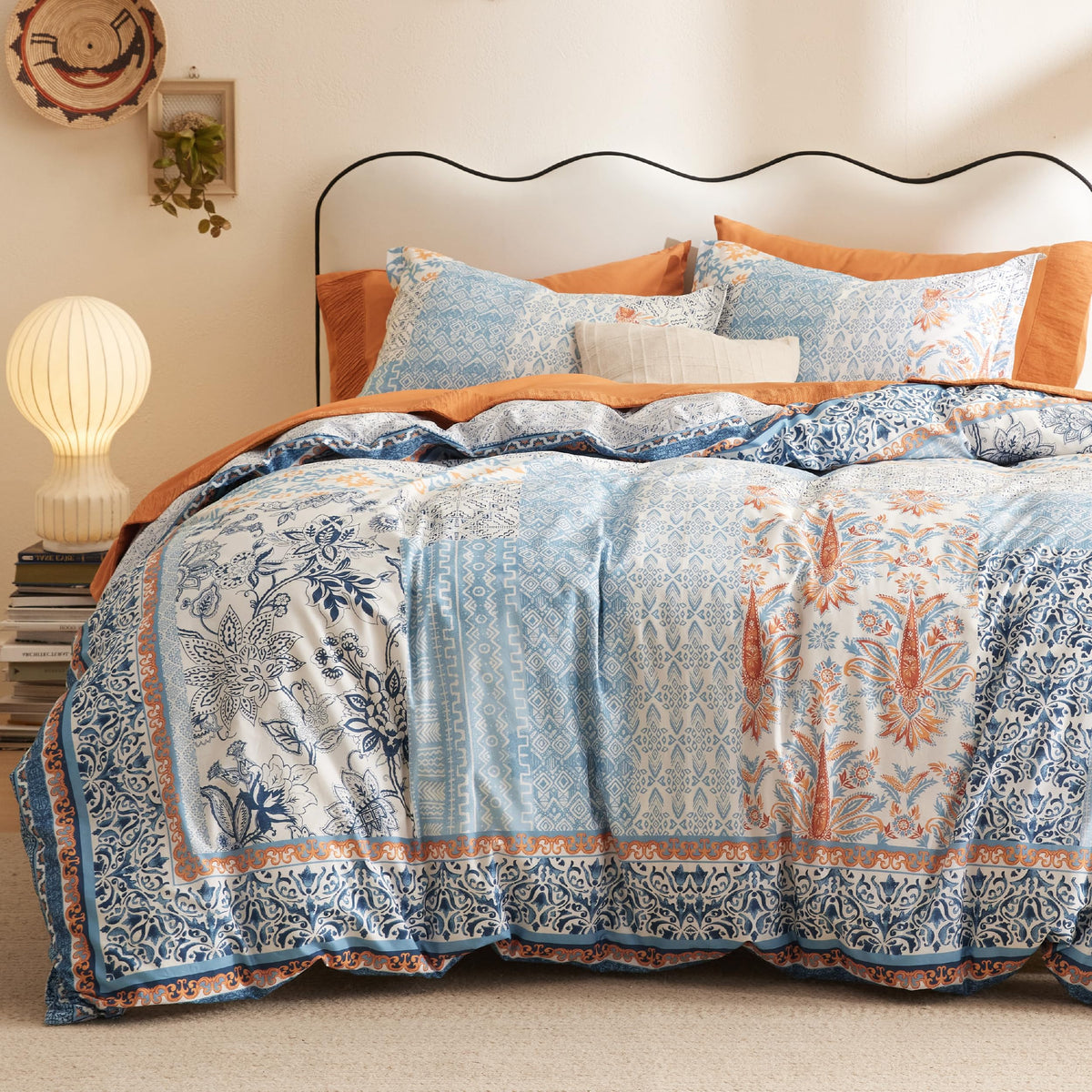 Bedsure PureWoven 100% Cotton Floral Duvet Cover Set, Queen, Green Garden