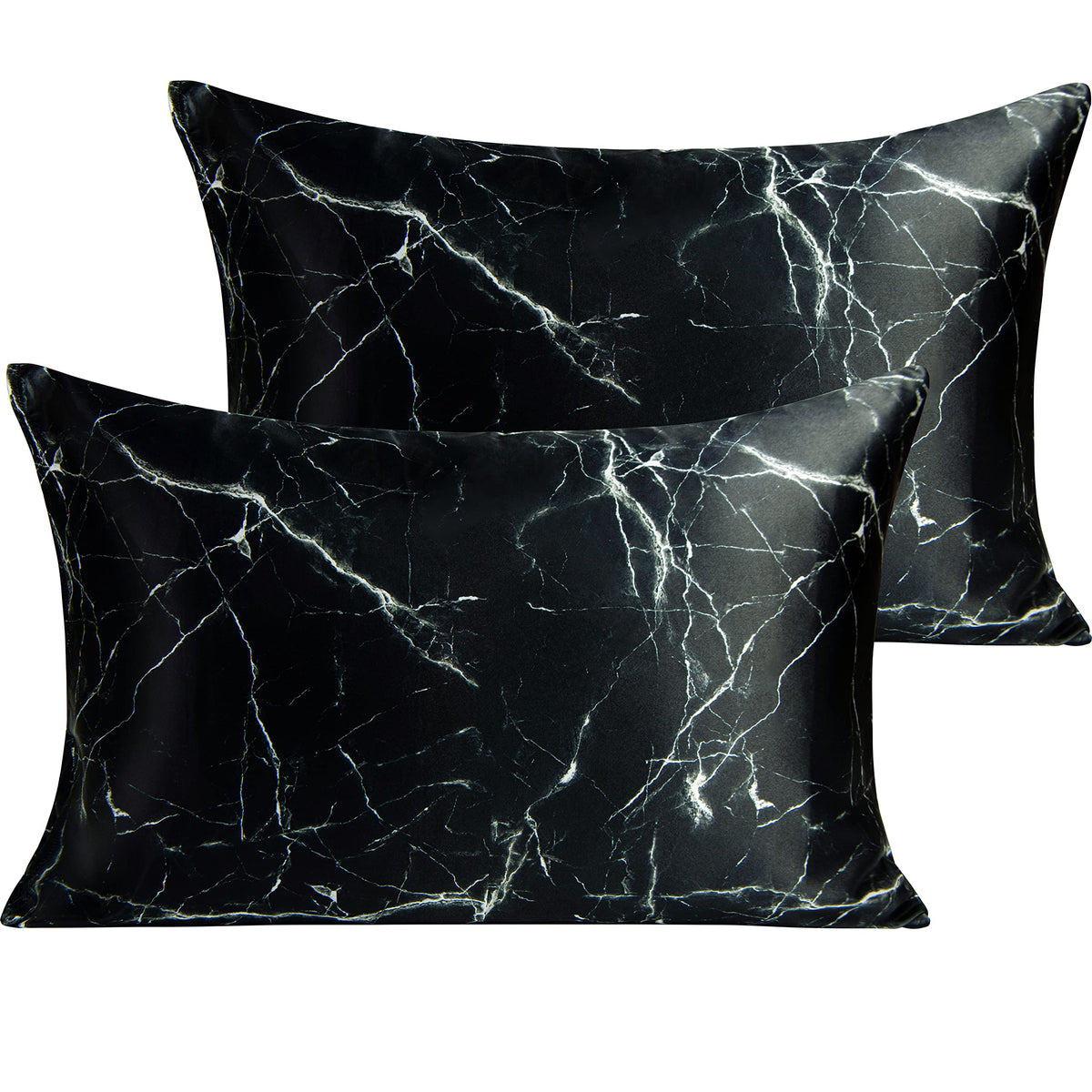 NTBAY Standard Satin Pillowcases, Set of 2, Black