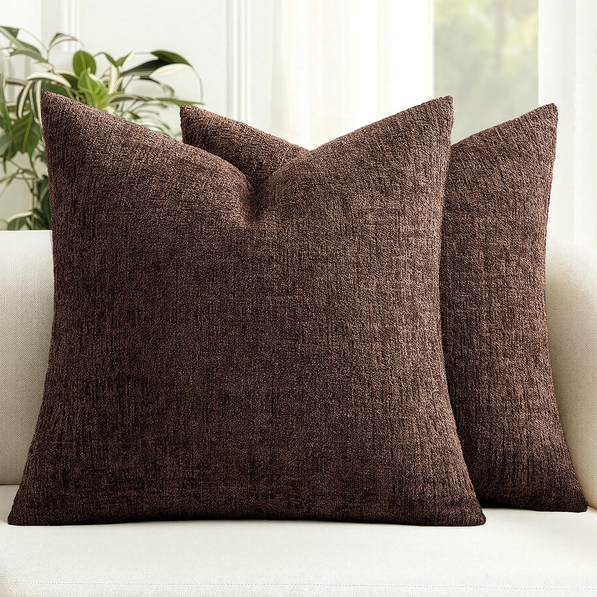 MIULEE Couch Pillow Covers Textured Chenille Home Decor 18x18 Navy Blue
