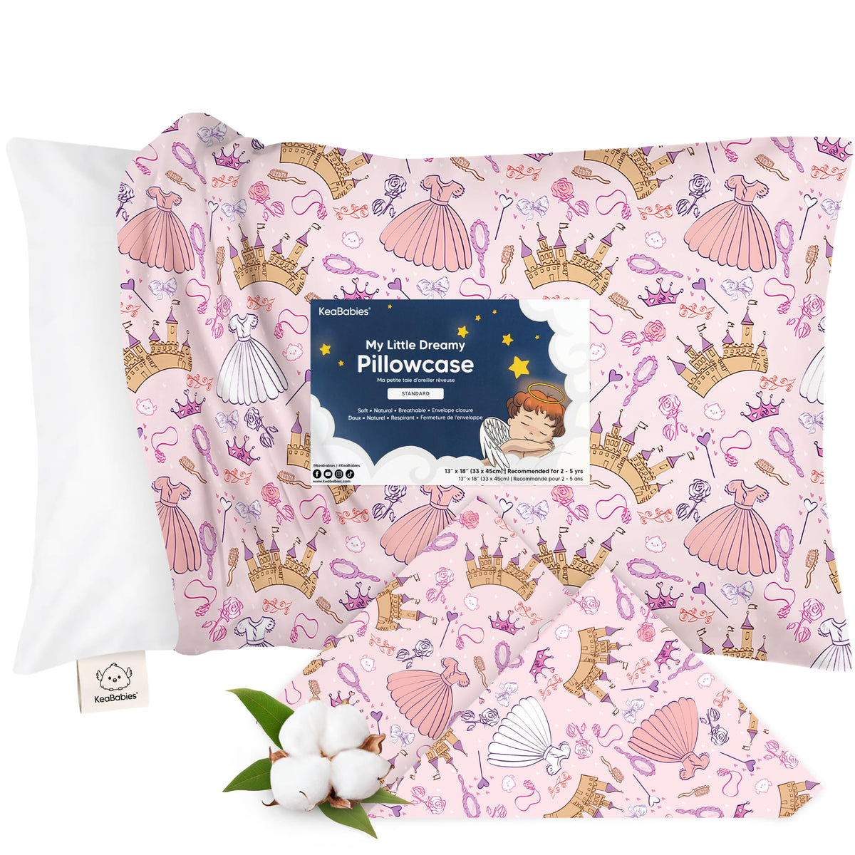 KeaBabies Toddler Pillowcase 13x18 Organic Cotton Cover, Soft White