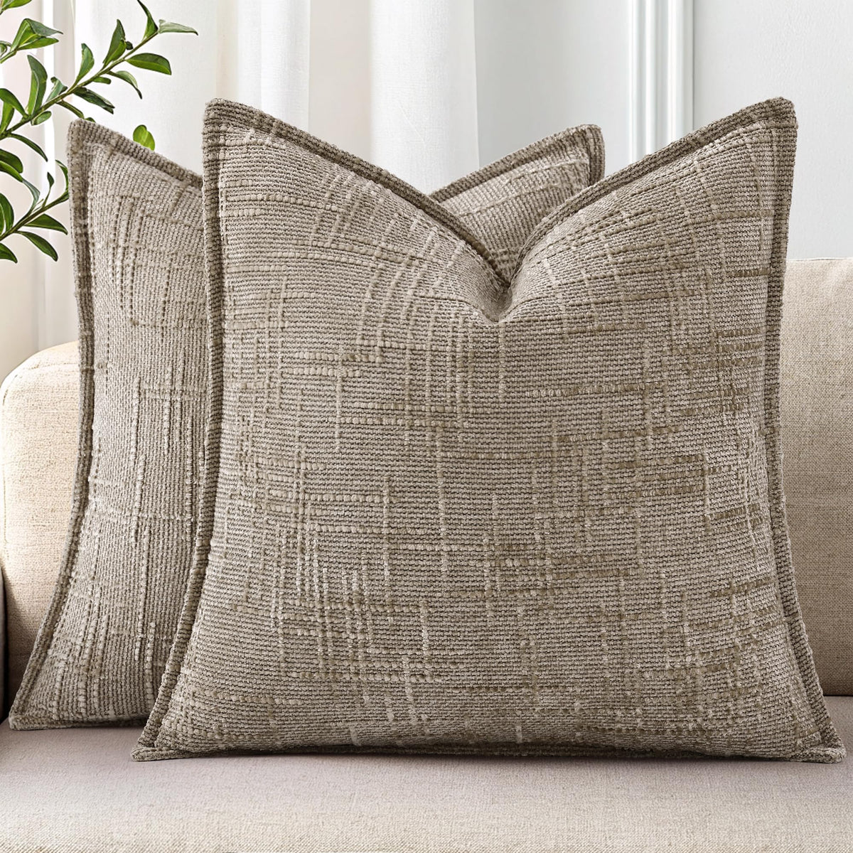 decorUhome Chenille Decorative Throw Pillow Covers 18x18 Set of 2, Navy