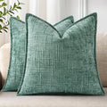 decorUhome Chenille Decorative Throw Pillow Covers 18x18 Set of 2, Navy
