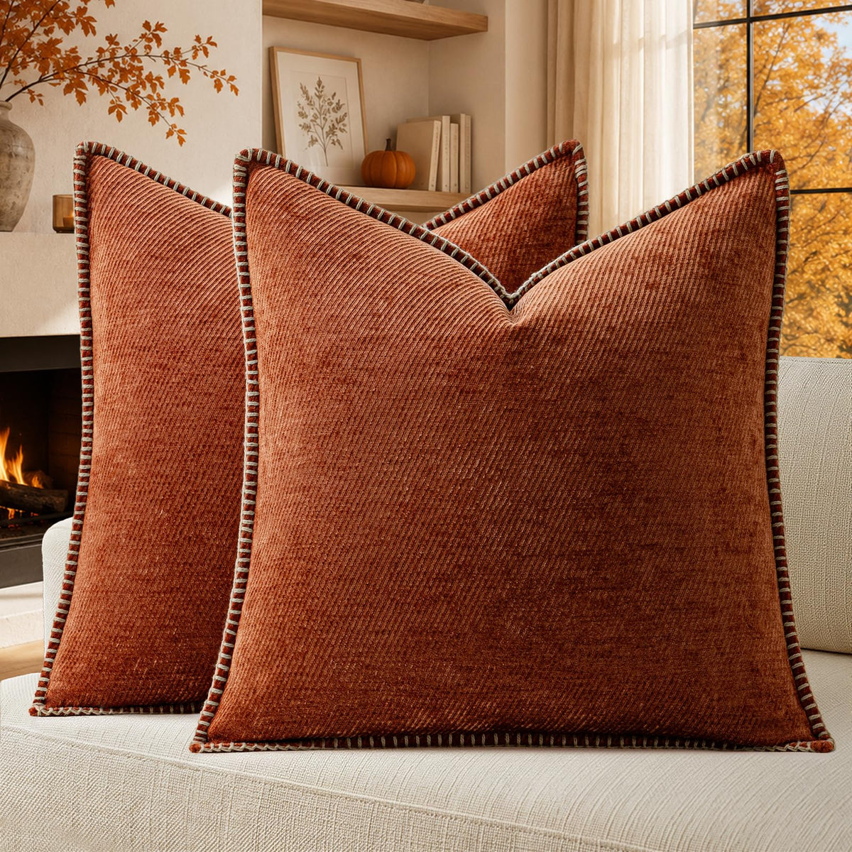 a moment Fall Decorative Throw Pillow Covers Pack of 2,12x20 Inch Rust