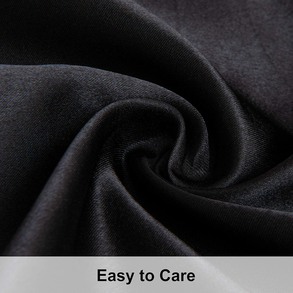 NTBAY Standard Satin Pillowcases, Set of 2, Black