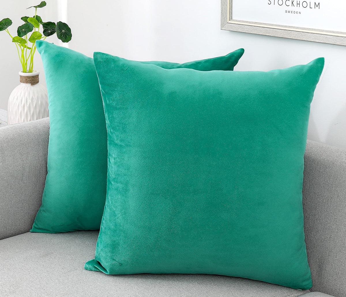 NiNi ALL Black Velvet Throw Pillow Covers 18x18 Pack of 2 Decorative Couch