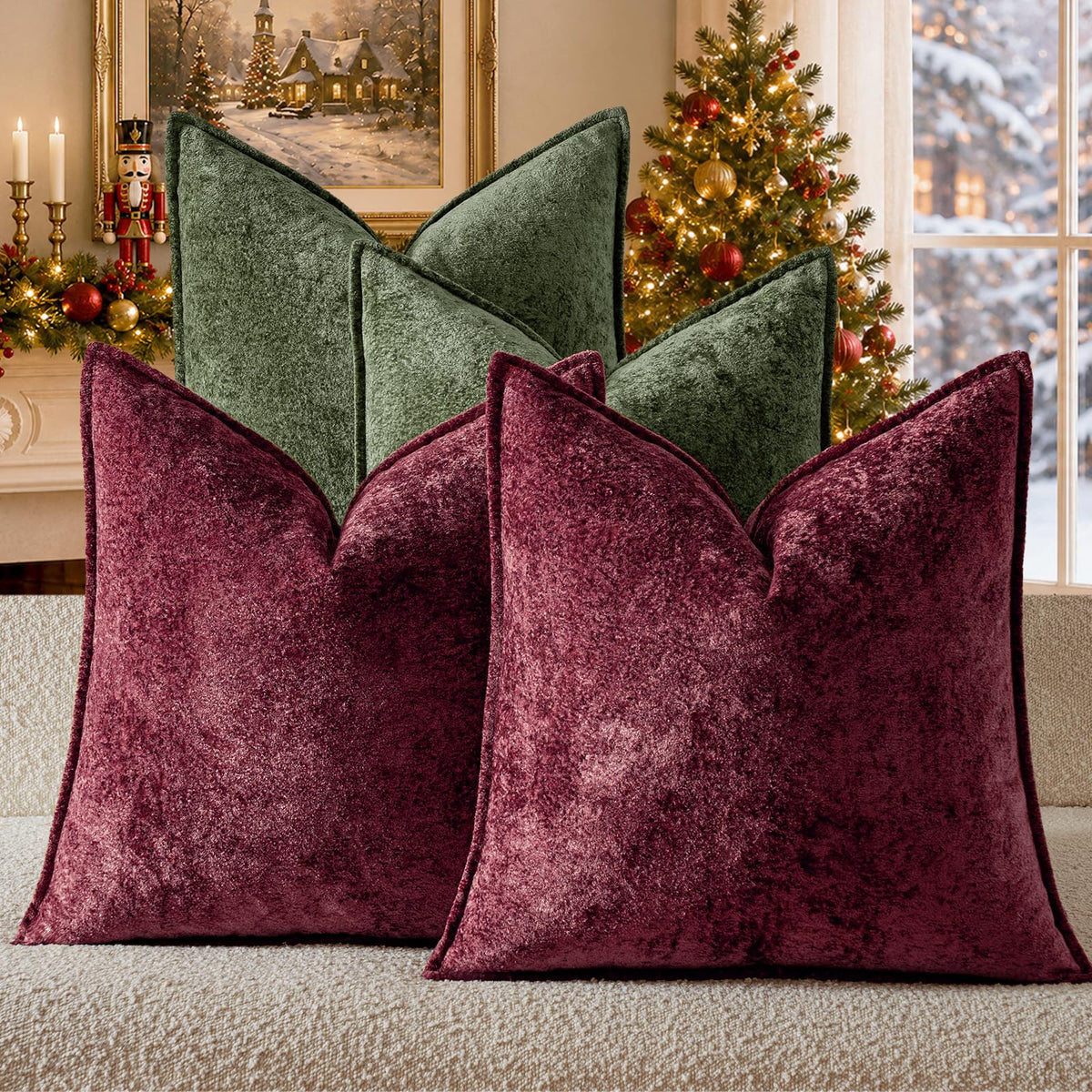 a moment Throw Pillow Covers 18X18 Inch 4 Packs,Soft Velvet Decorative Pillow Cases with 3D Ice Flower,Texture Modern Accent Cushion Covers for Sofa Couch Home Decor Modern Neutral