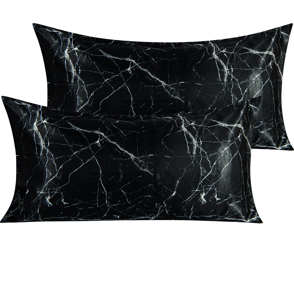 NTBAY Standard Satin Pillowcases, Set of 2, Black