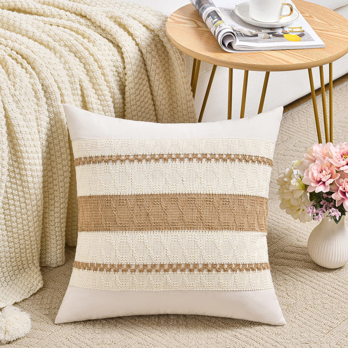 Fancy Homi Set of 1 Navy Blue Lumbar Decorative Throw Pillow Covers 12x20 Inch for Couch Bed Sofa Living Room, Soft Cotton blend Woven Textured Cushion Case